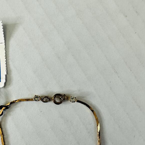 Courtney G By Gerson Crystals Faux Pearl Necklace Sparkling Gold Tone Chain NEW! - Picture 9 of 9